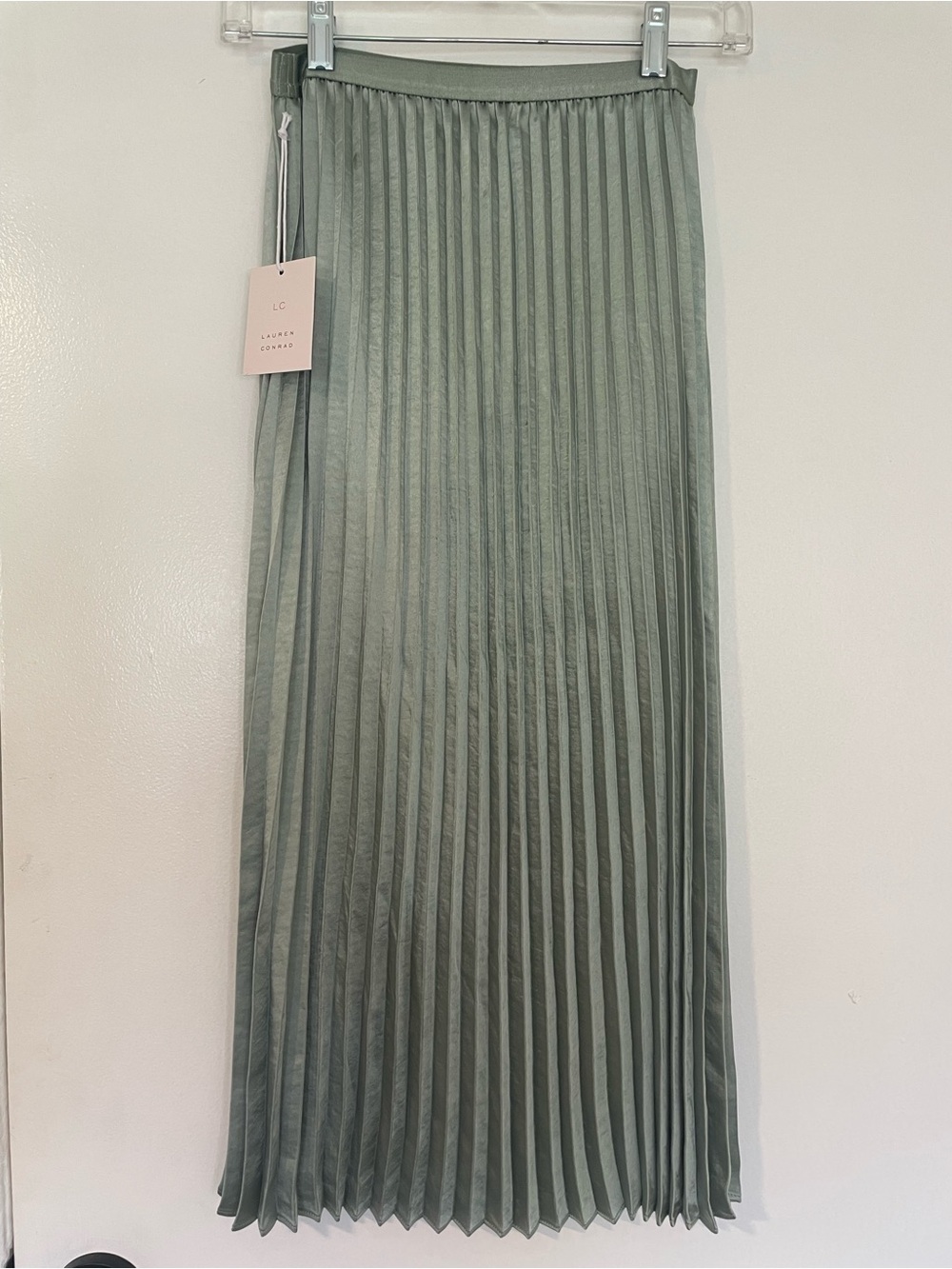 LC Lauren Conrad Sage Green Pleated Maxi Skirt